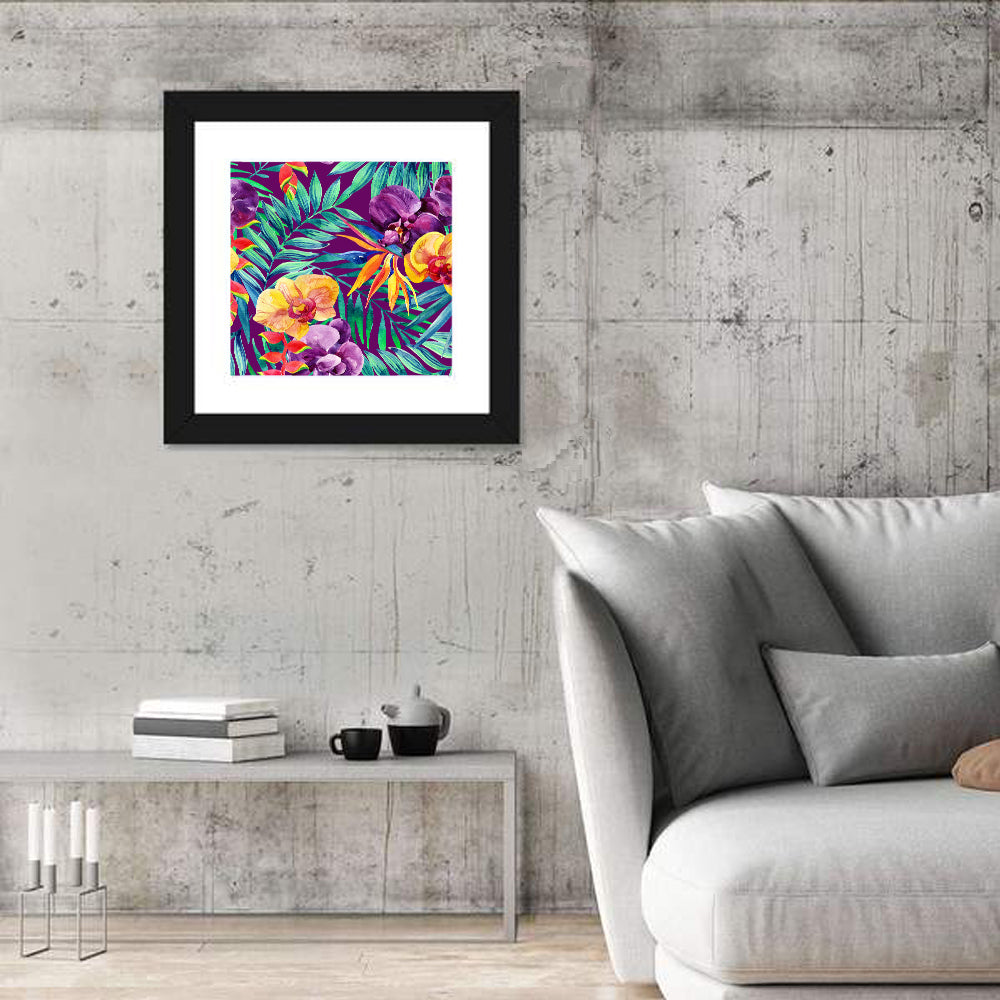 Tropical Orchid and Palm Pattern Wall Art