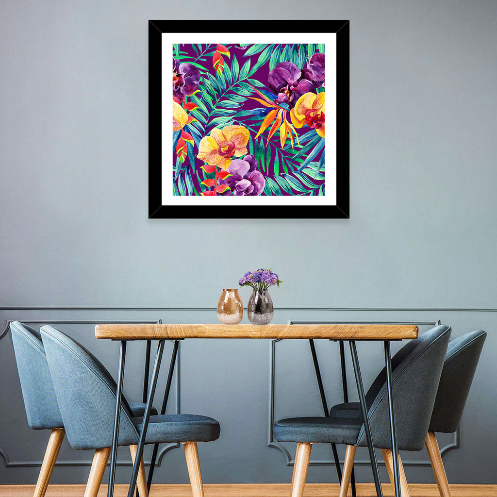 Tropical Orchid and Palm Pattern Wall Art