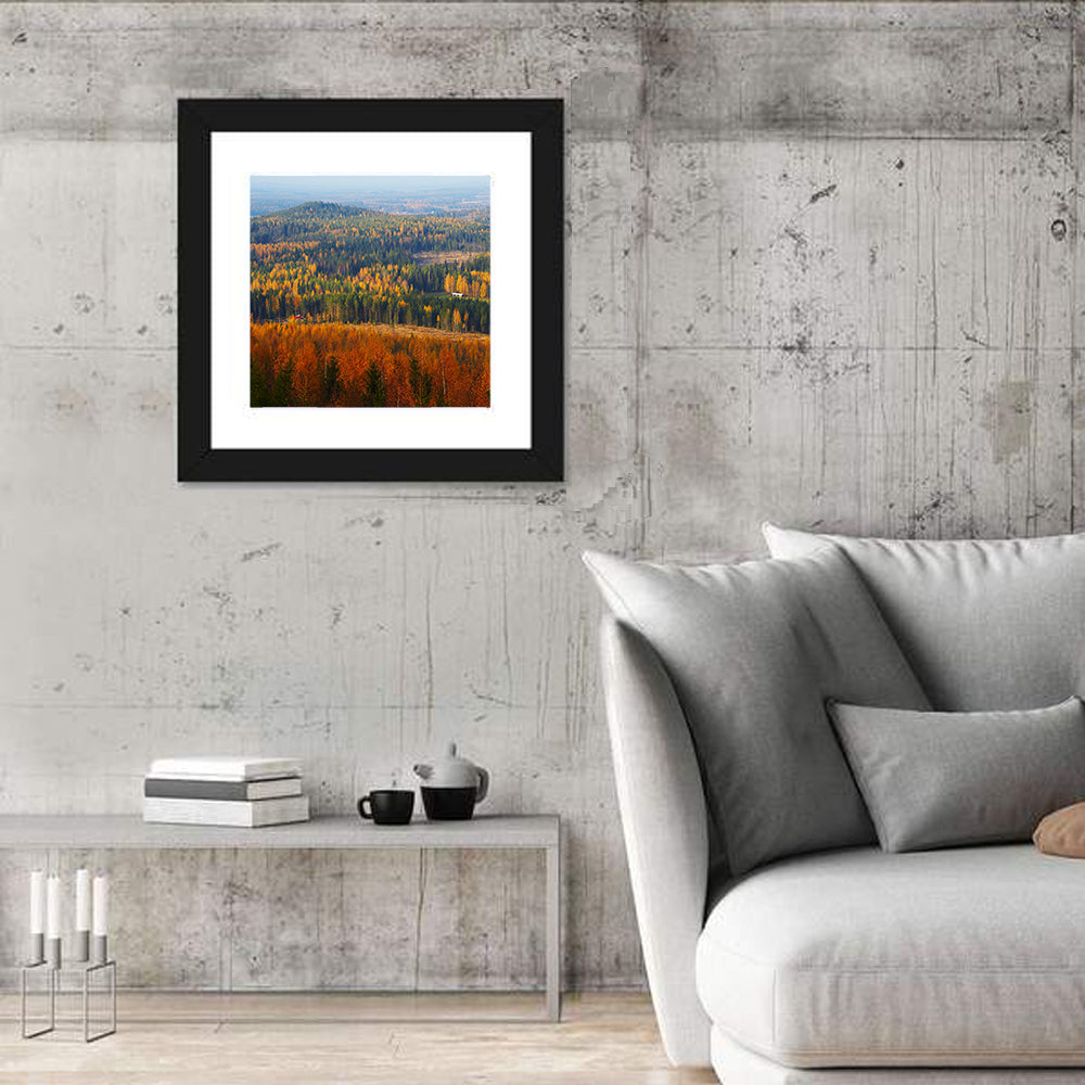 Finnish Autumn Landscape with Red-roofed House Wall Art