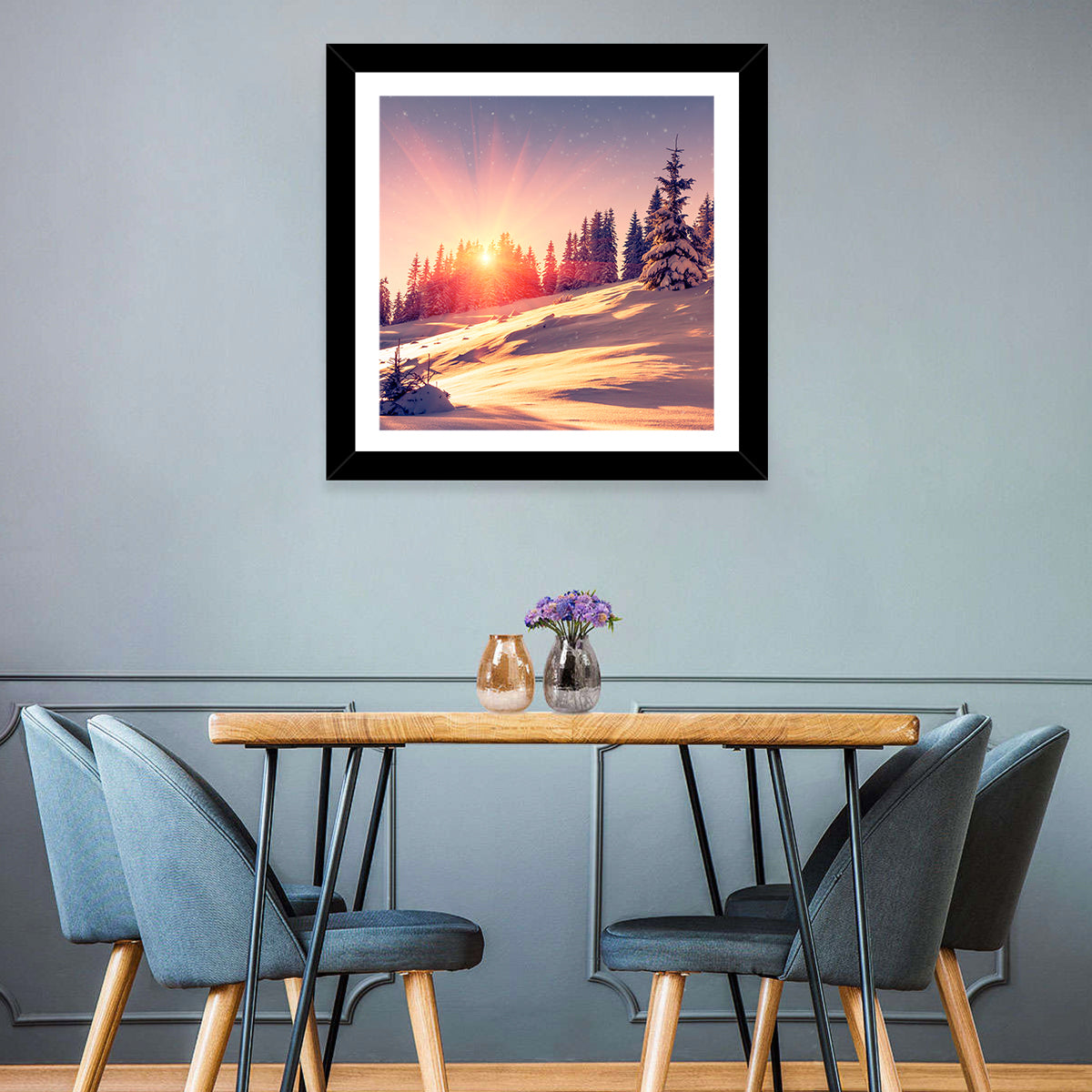 Winter Mountains Sunrise Wall Art