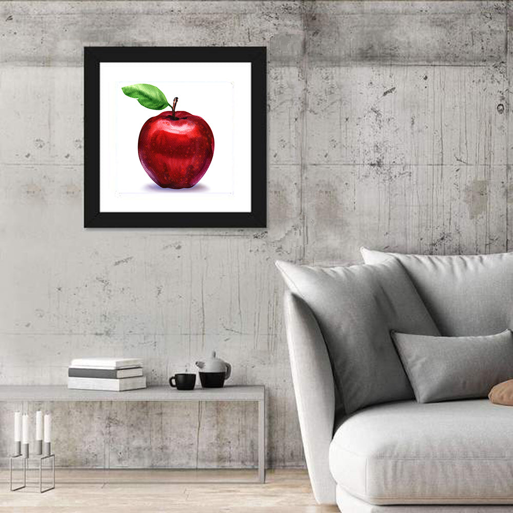 Red Apple Watercolor Wall Art in a room, square
