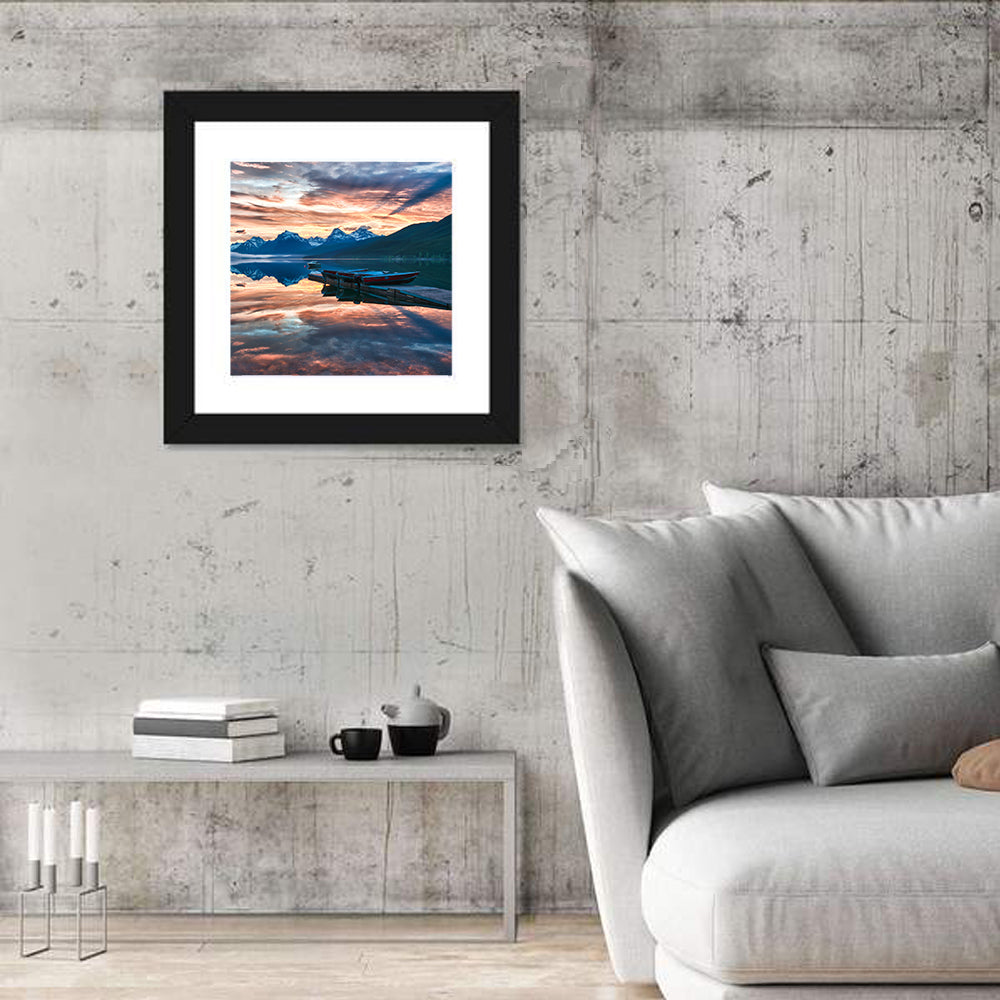 Lake Mcdonald Sunrise Wall Art in a room, square
