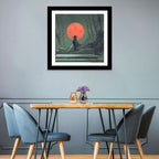 Samurai Under Red Moon Wall Art