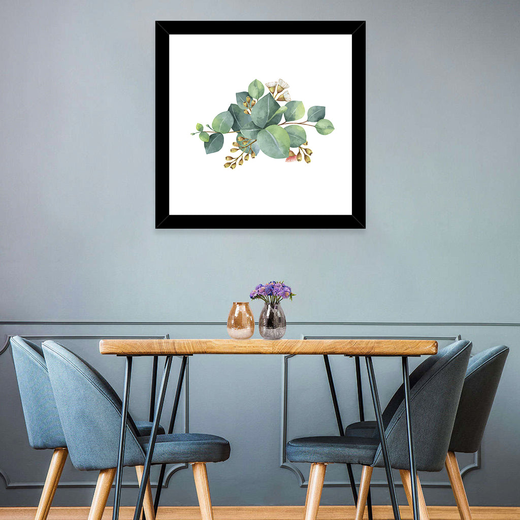 Eucalyptus Leaves with Pink Blossom Wall Art