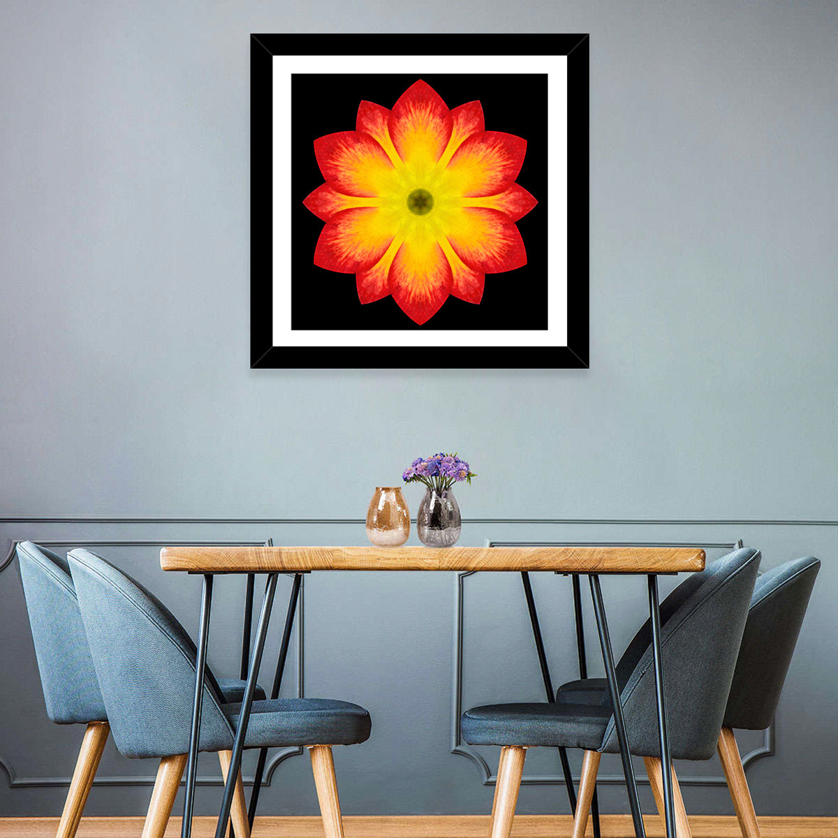 Red Mandala Flower Wall Art