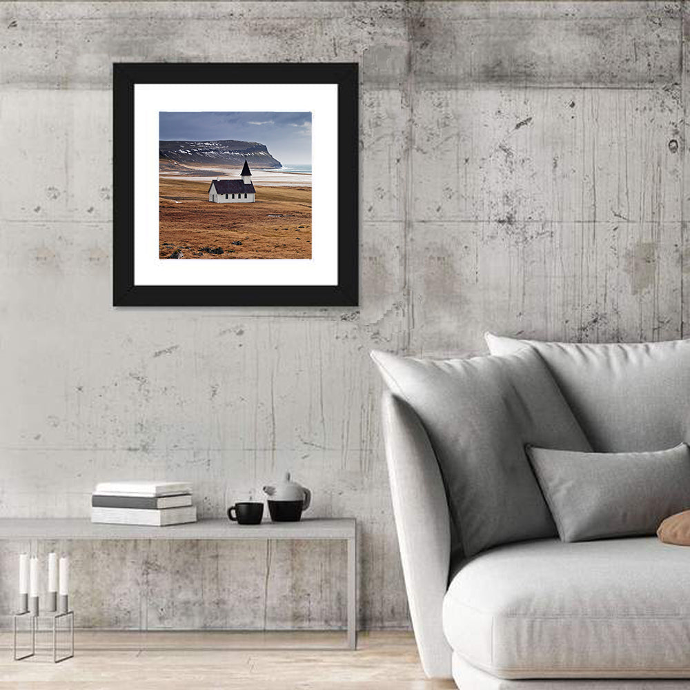 Icelandic Church with Dark Steeple Wall Art