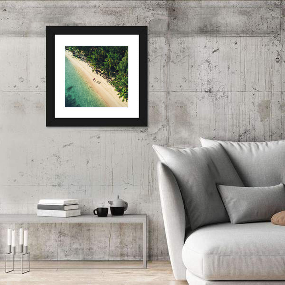 Dominica Beach Aerial, Late Afternoon Wall Art in a room, square