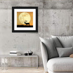 Bull Elk Silhouette Under Supermoon Wall Art