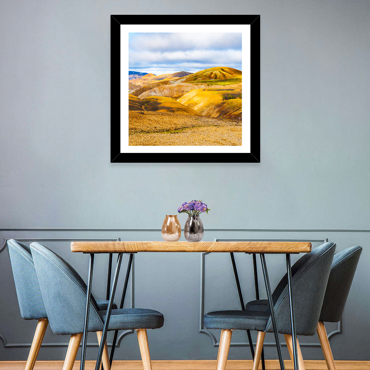 Landmannalaugar Rhyolite Mountains Wall Art in a room, square