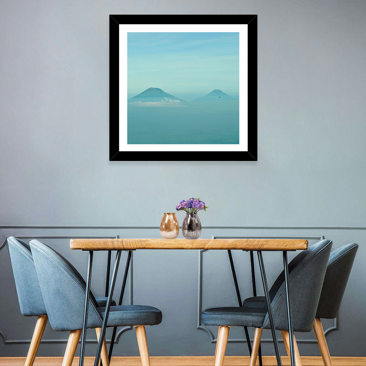 Sumbing and Sindoro Volcanoes Wall Art in a room, square