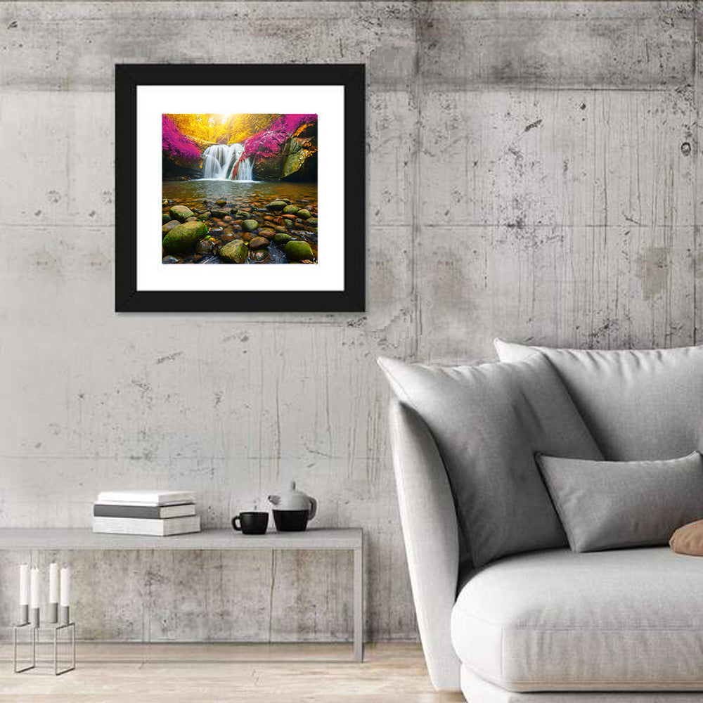 Phu Soi Dao Waterfall at Dusk Wall Art in a room, square