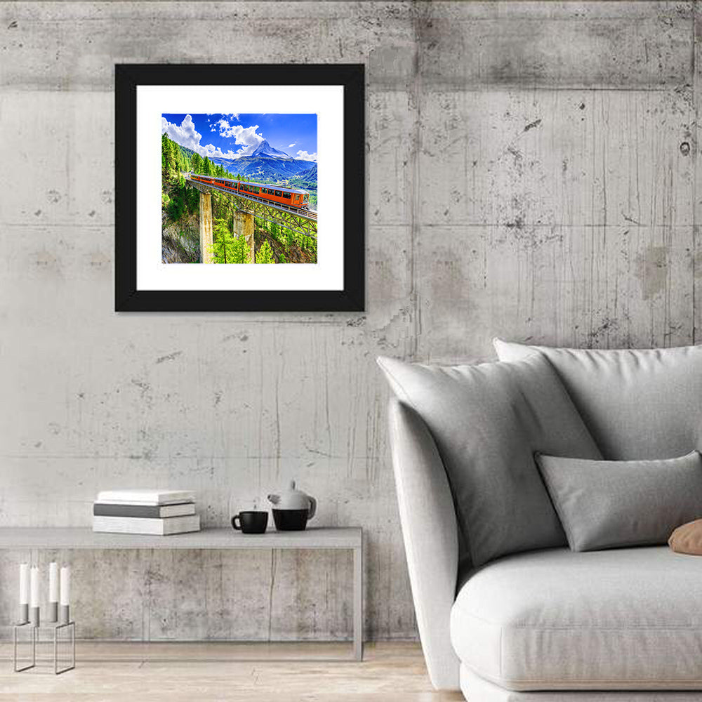 Gornergrat Tourist Train Wall Art in a room, square
