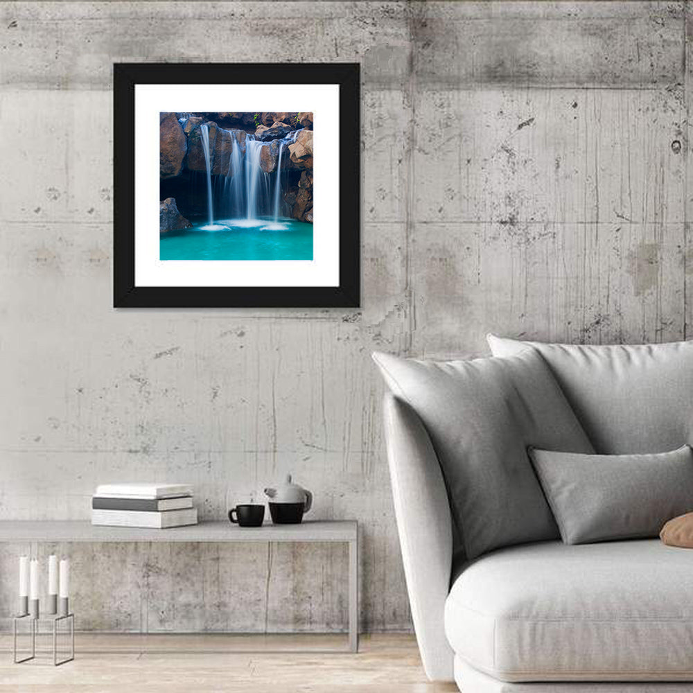Waterfall Into Turquoise Pool Wall Art