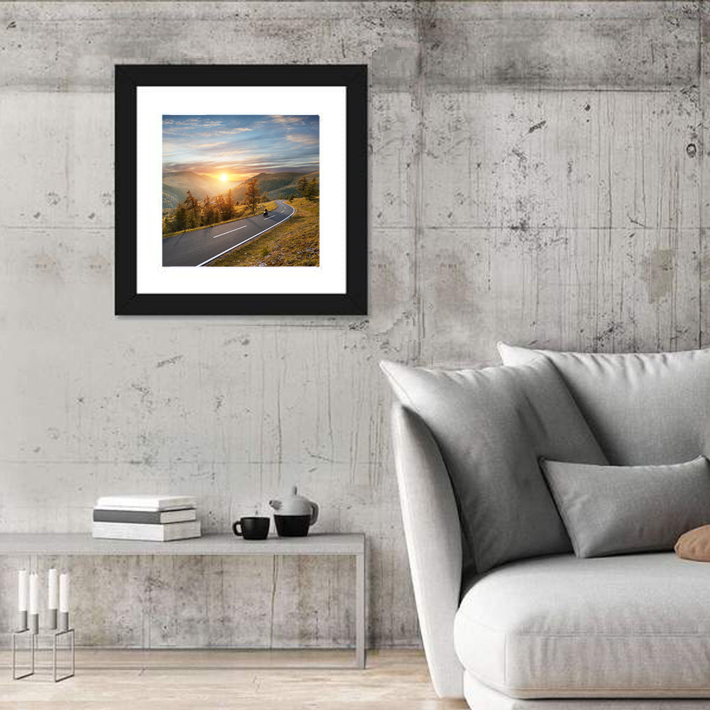 Alpine Highway at Golden Hour Wall Art in a room, square