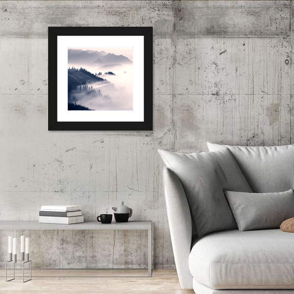 Carpathian Morning Mist Wall Art in a room, square