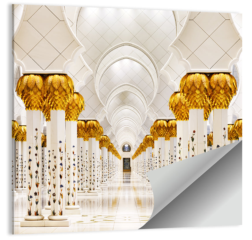 Sheikh Zayed Grand Mosque Colonnade Wall Art, poster print, square