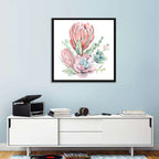 Pink Protea Succulent Bouquet Wall Art
