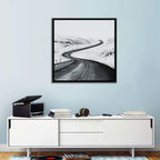 Winding Snow Road with Yellow Markers Wall Art