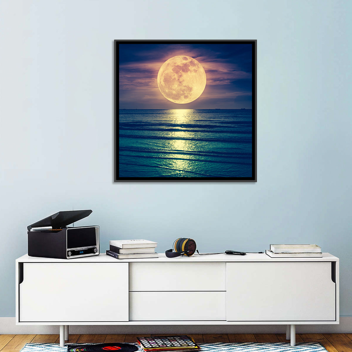 Supermoon Over Calm Sea Wall Art
