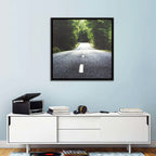 Summer Forest Road with Yellow Sign Wall Art