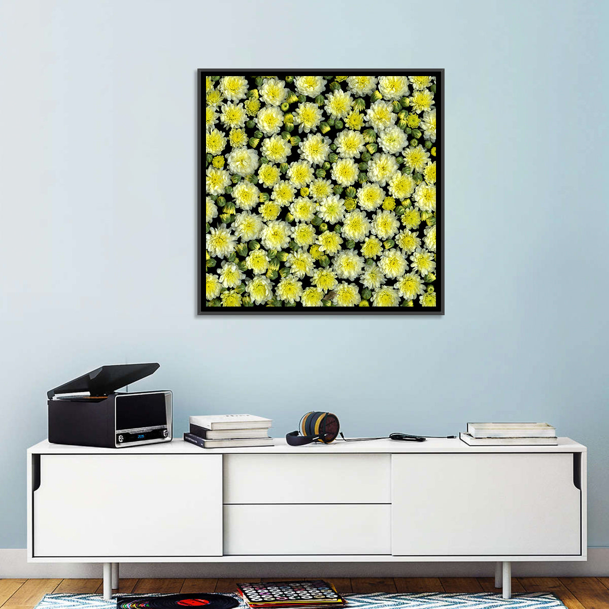 Yellow Chrysanthemum Bloom Pattern Wall Art