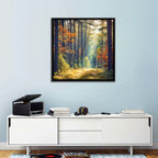 Sunlit Autumn Pine Forest Wall Art
