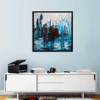 Rainy Abstract Skyline Reflection Wall Art