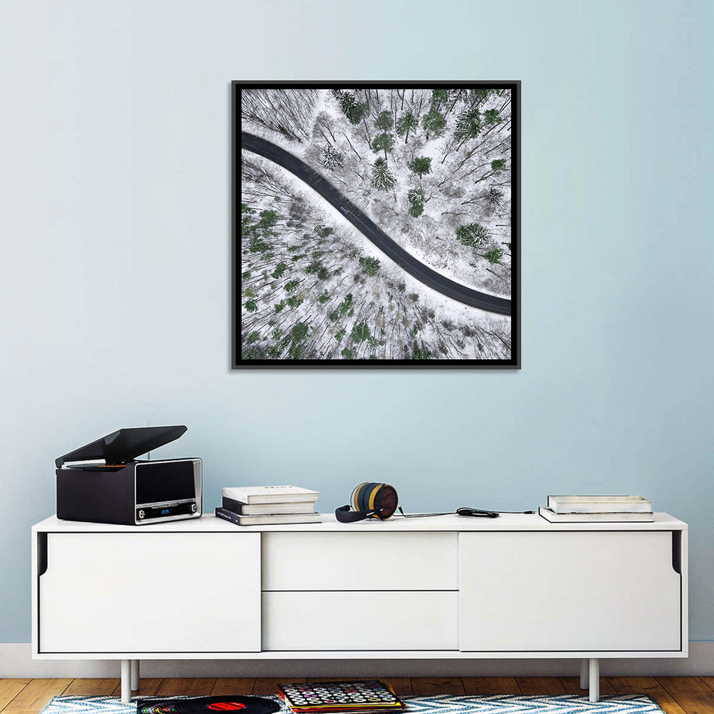 Snowy Forest Road Wall Art