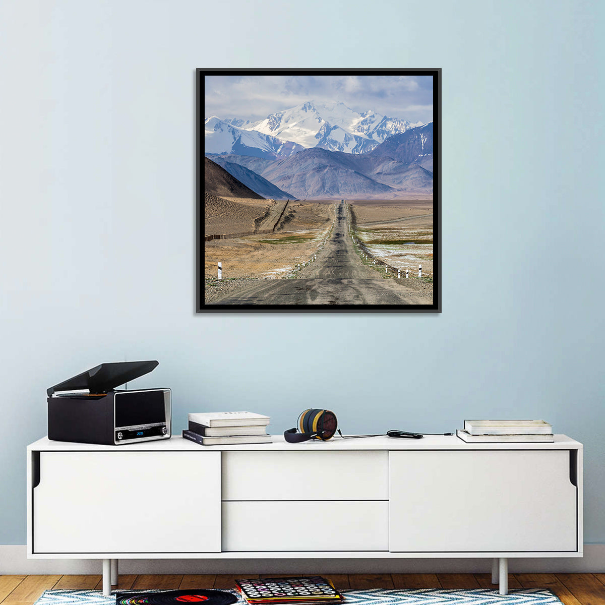 Pamir Mountain Road Wall Art in a room, square