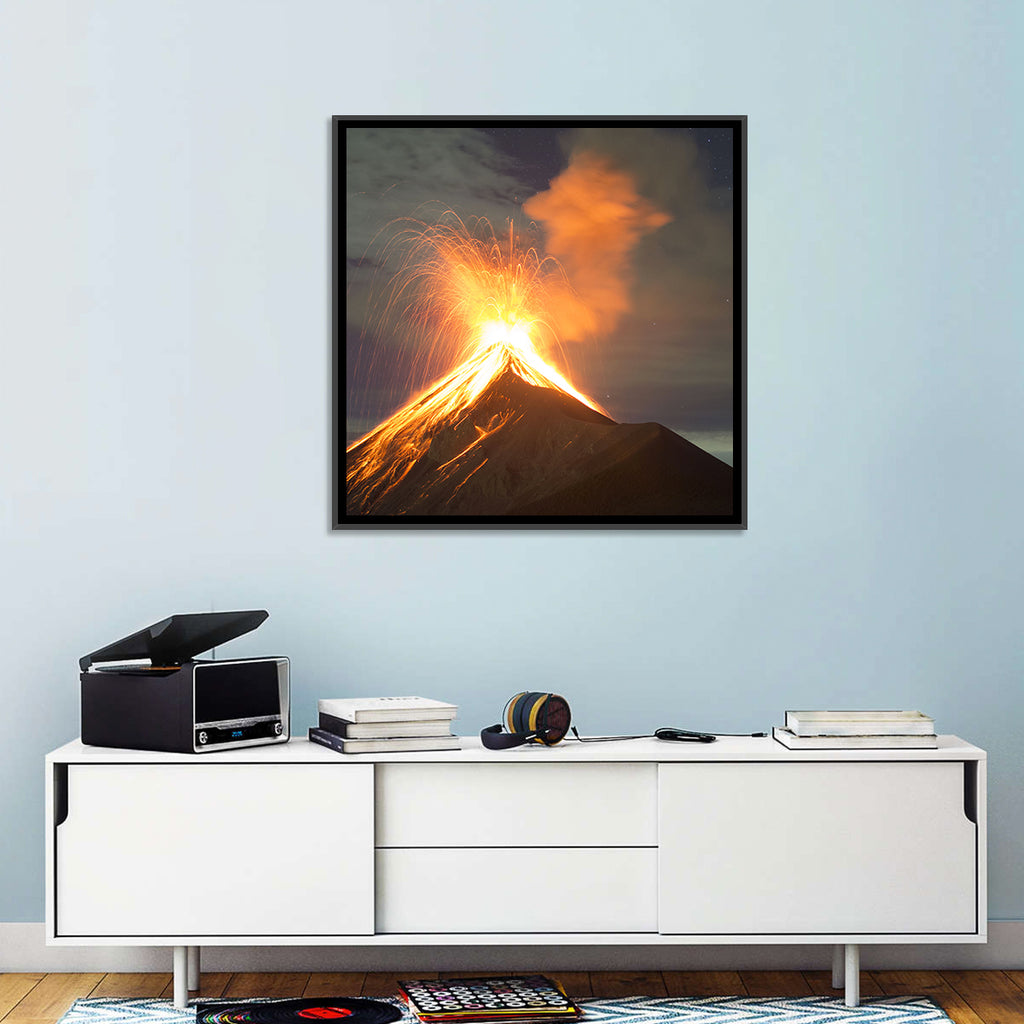 Starry Night Volcano Eruption Wall Art