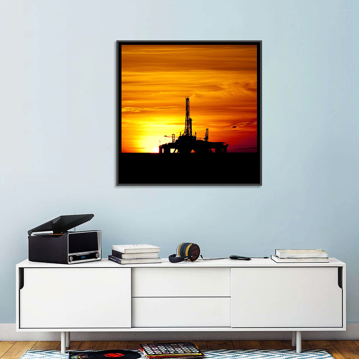 Oil Rig Sunset Wall Art