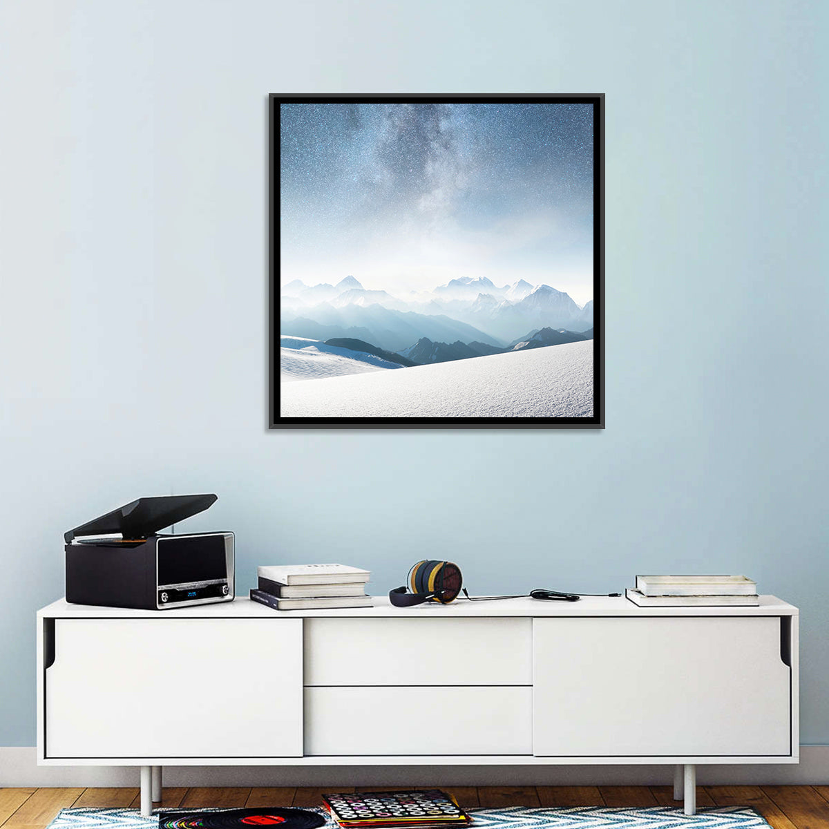 Starry Milky Way Over Snowy Peaks Wall Art