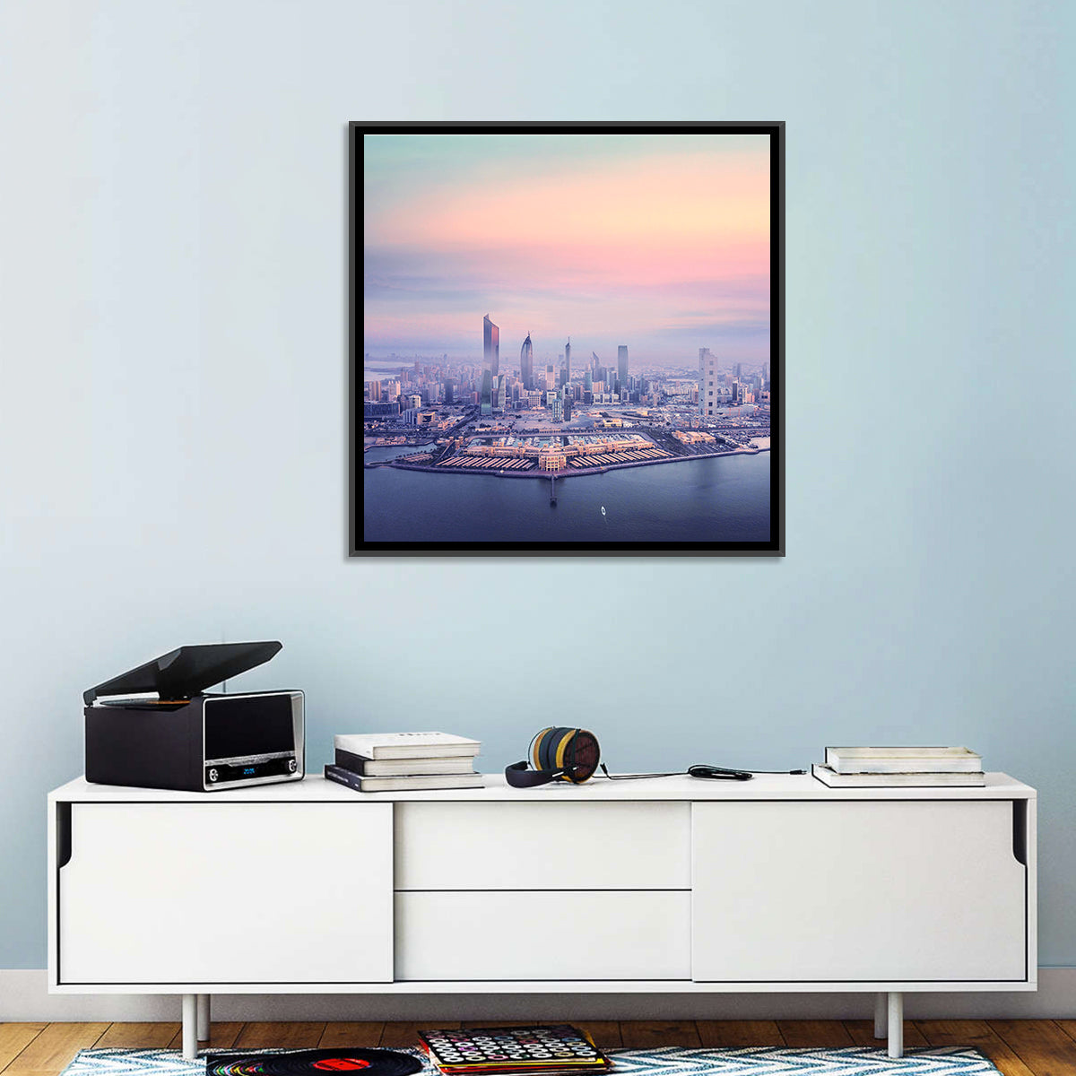 Foggy Kuwait Skyline Wall Art