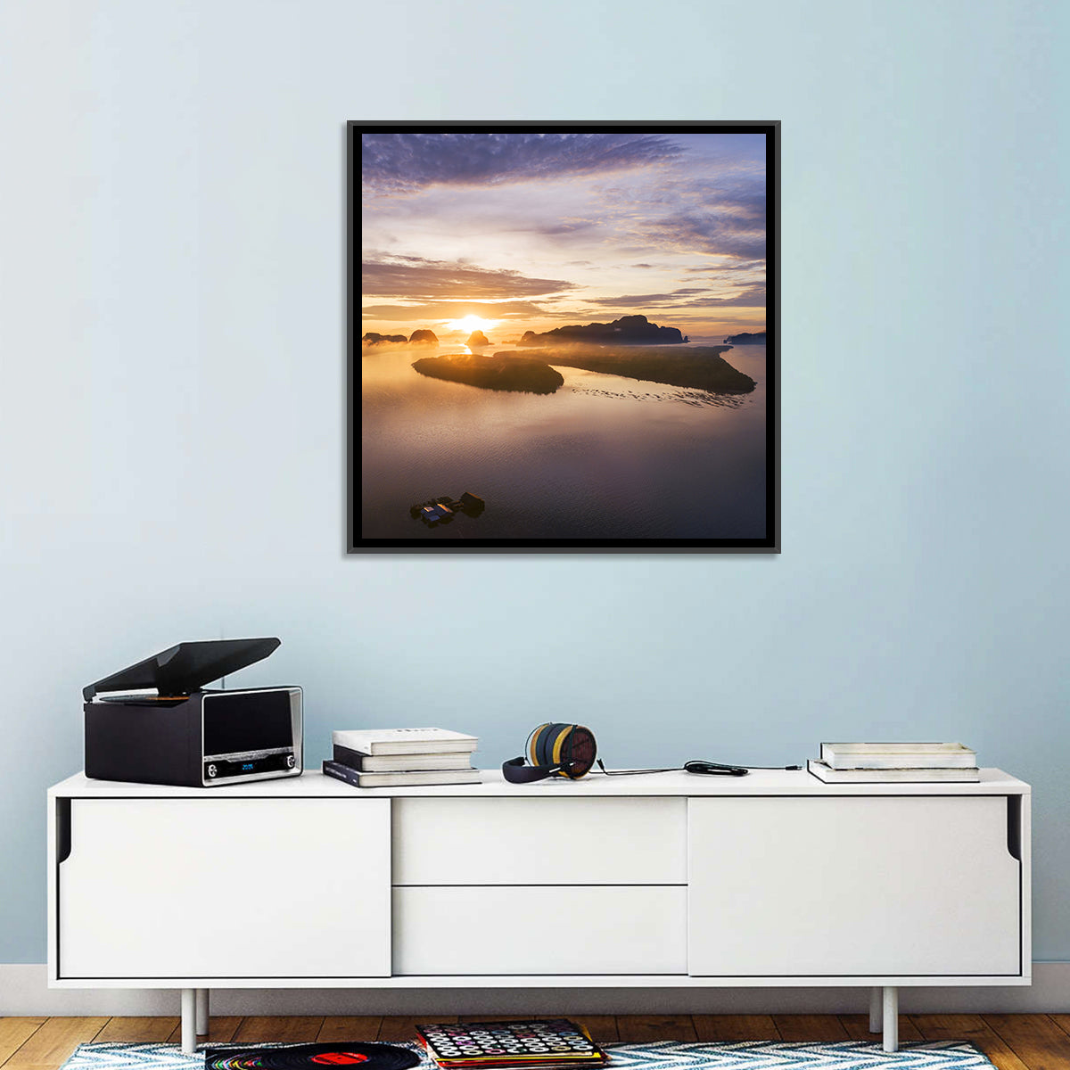 Phang Nga Bay Sunrise Wall Art in a room, square