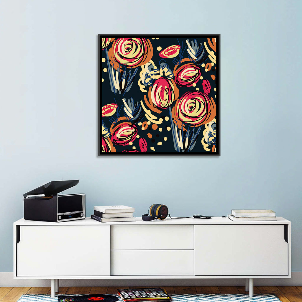 Colorful Scribbled Floral Pattern Wall Art