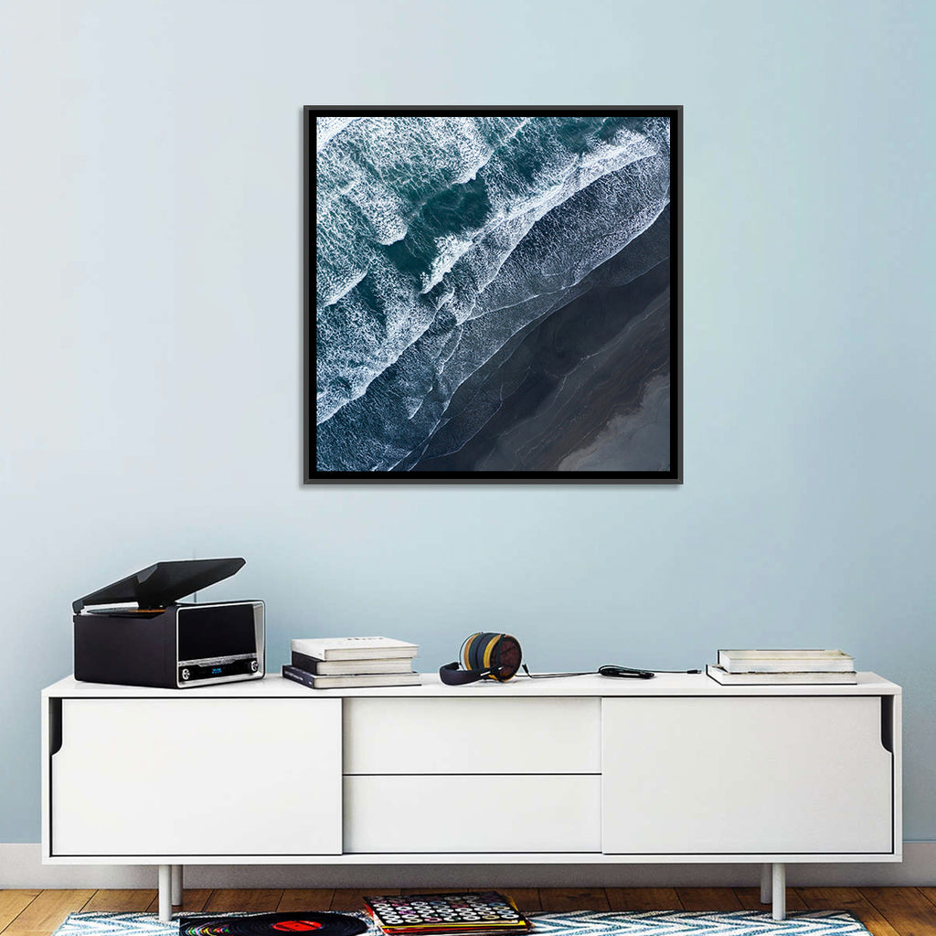 Volcanic Surf on Black Sand Wall Art