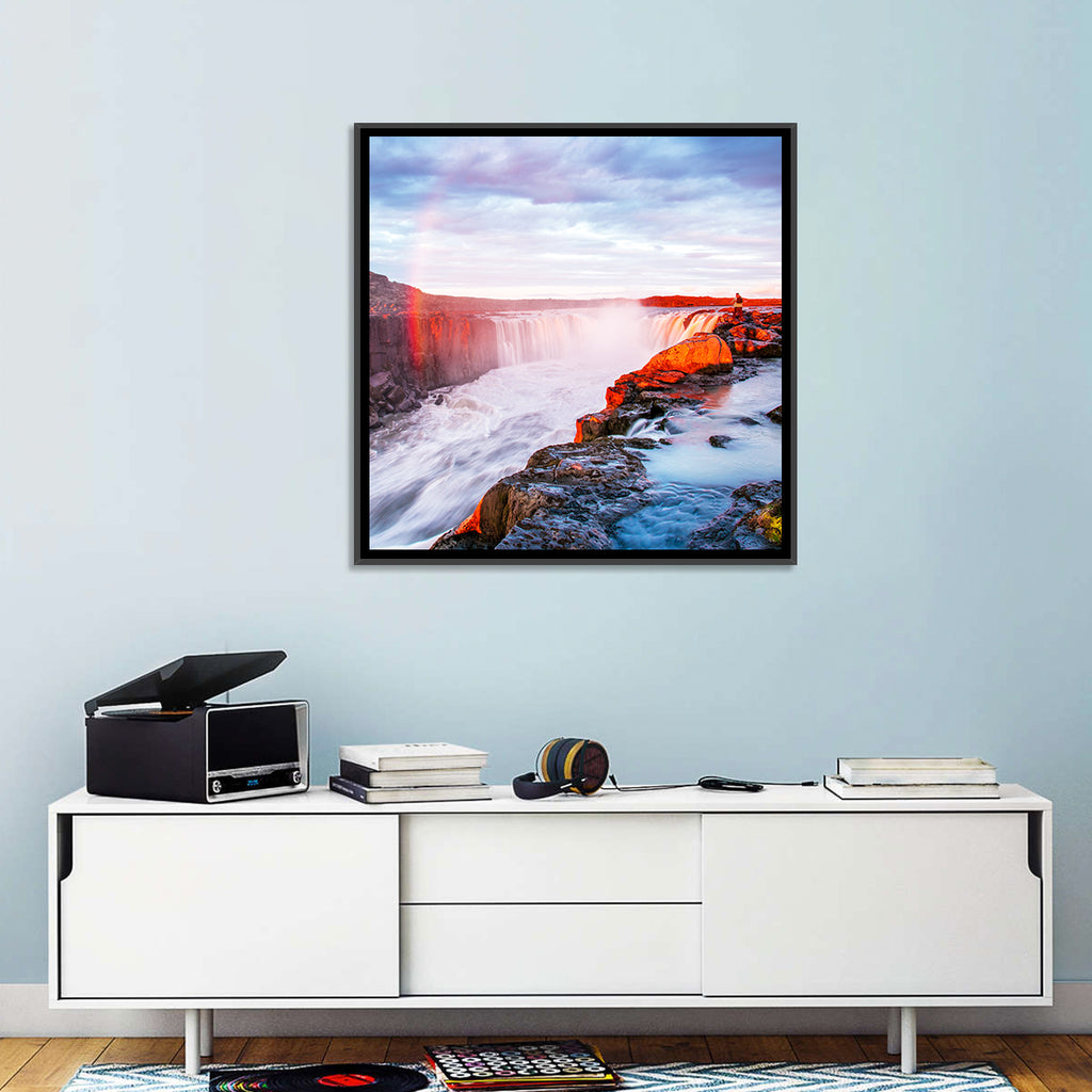 Golden Hour Selfoss Falls Rainbow Wall Art