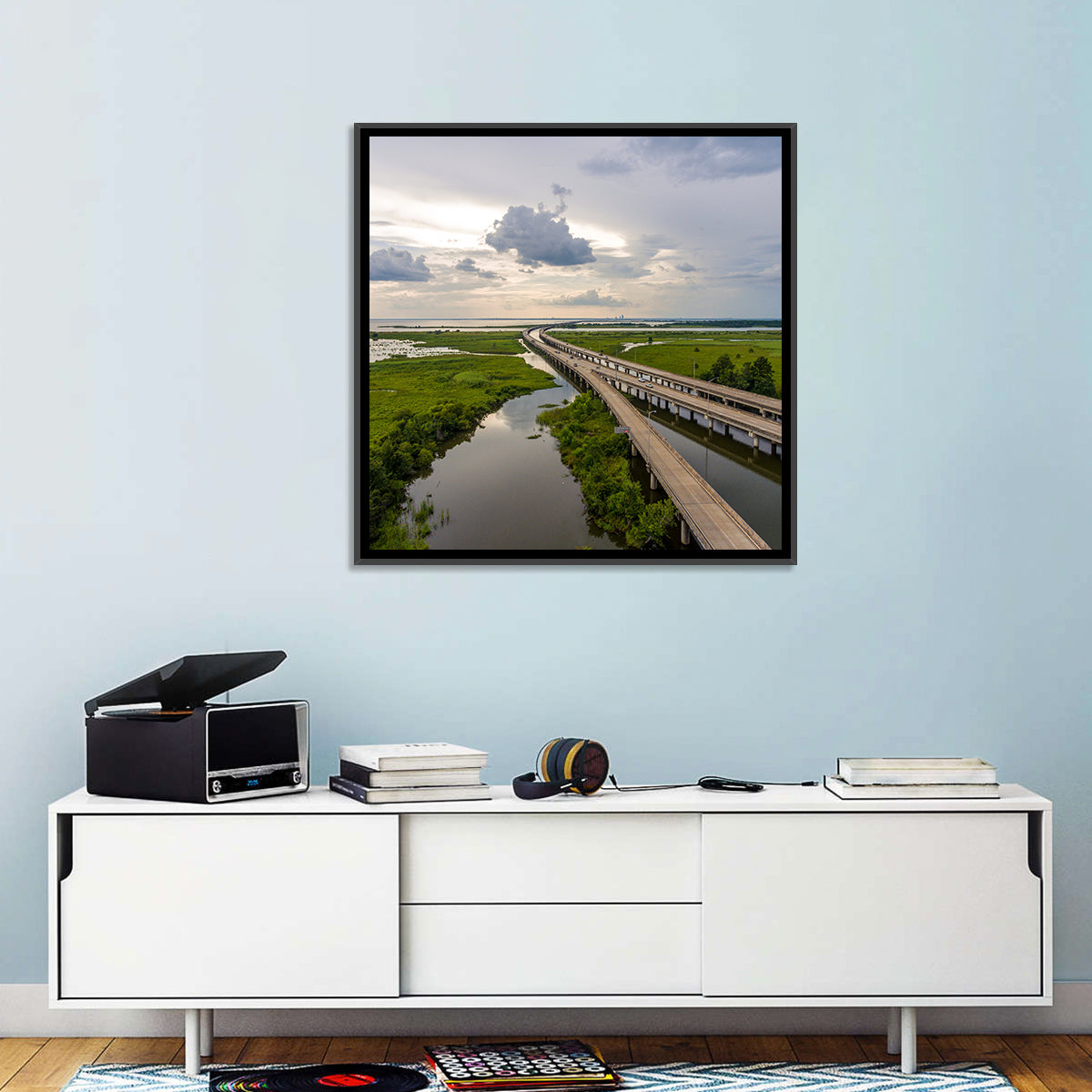 Interstate 10 Bridge Wall Art in a room, square