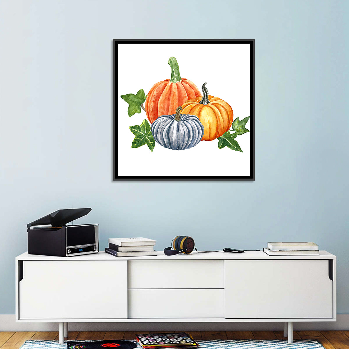 Festive Pumpkin Trio Watercolor Wall Art
