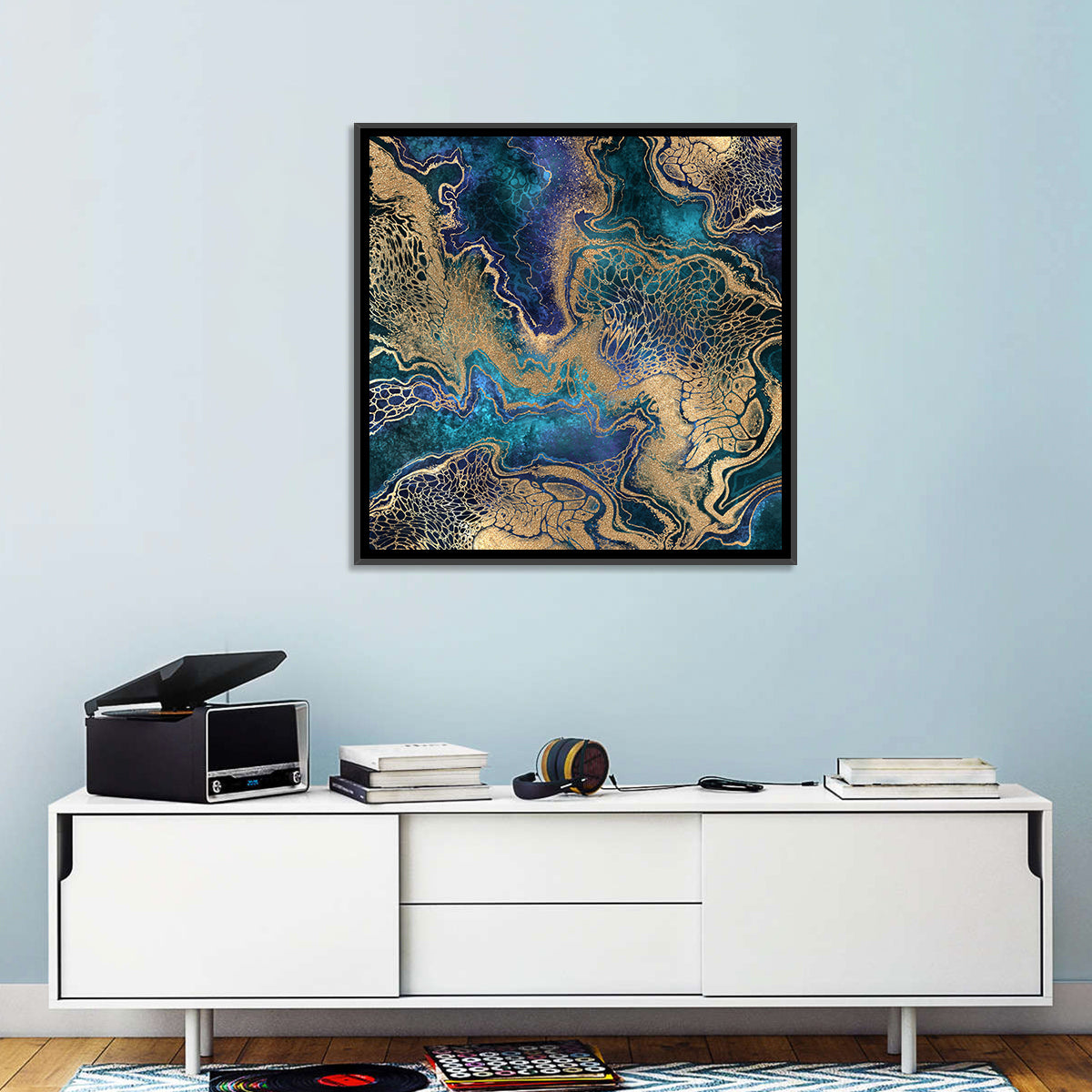 Gilded Geode Abstract Wall Art in a room, square