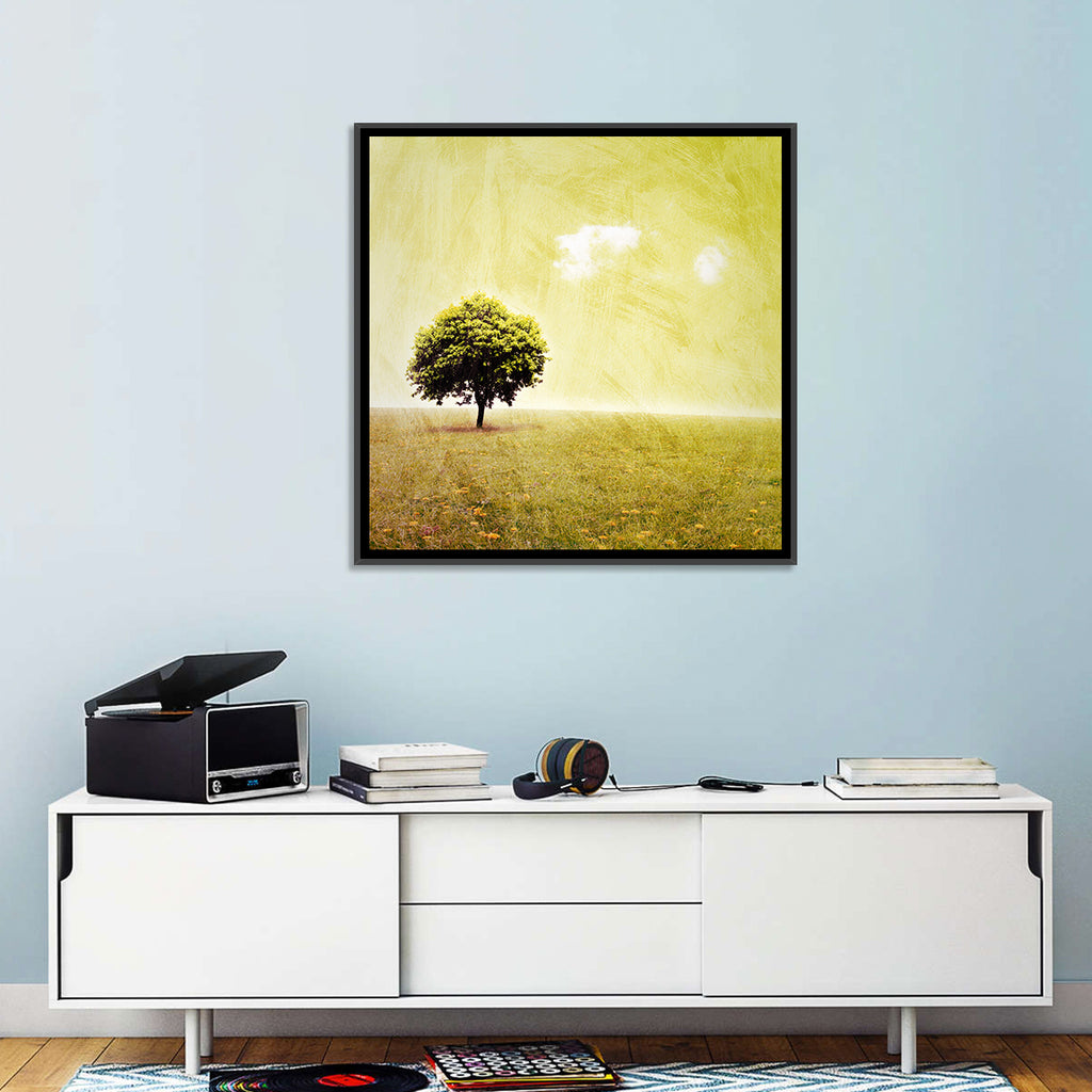 Grunge Tree in Meadow Wall Art