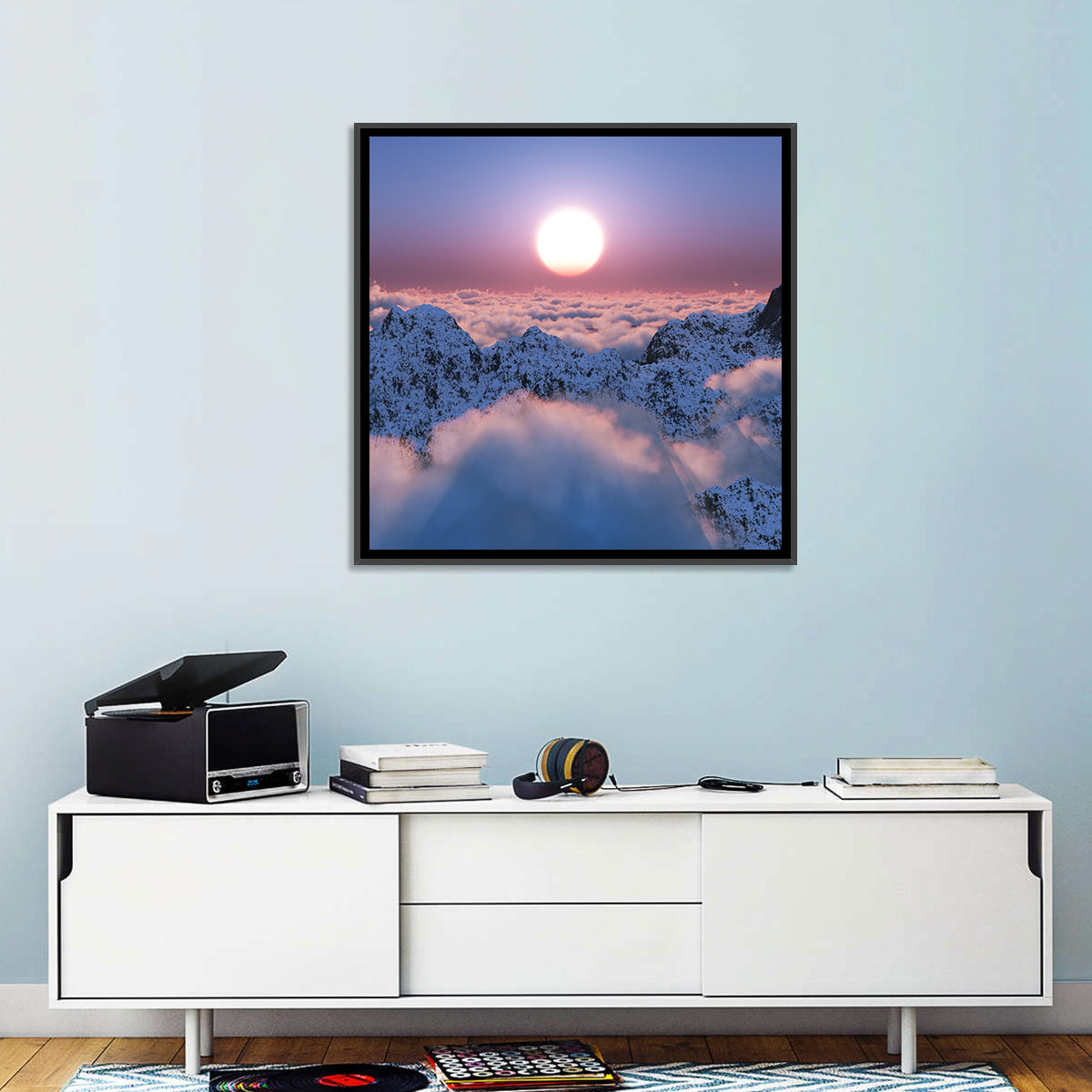 Sunset Above Snowy Mountains Wall Art