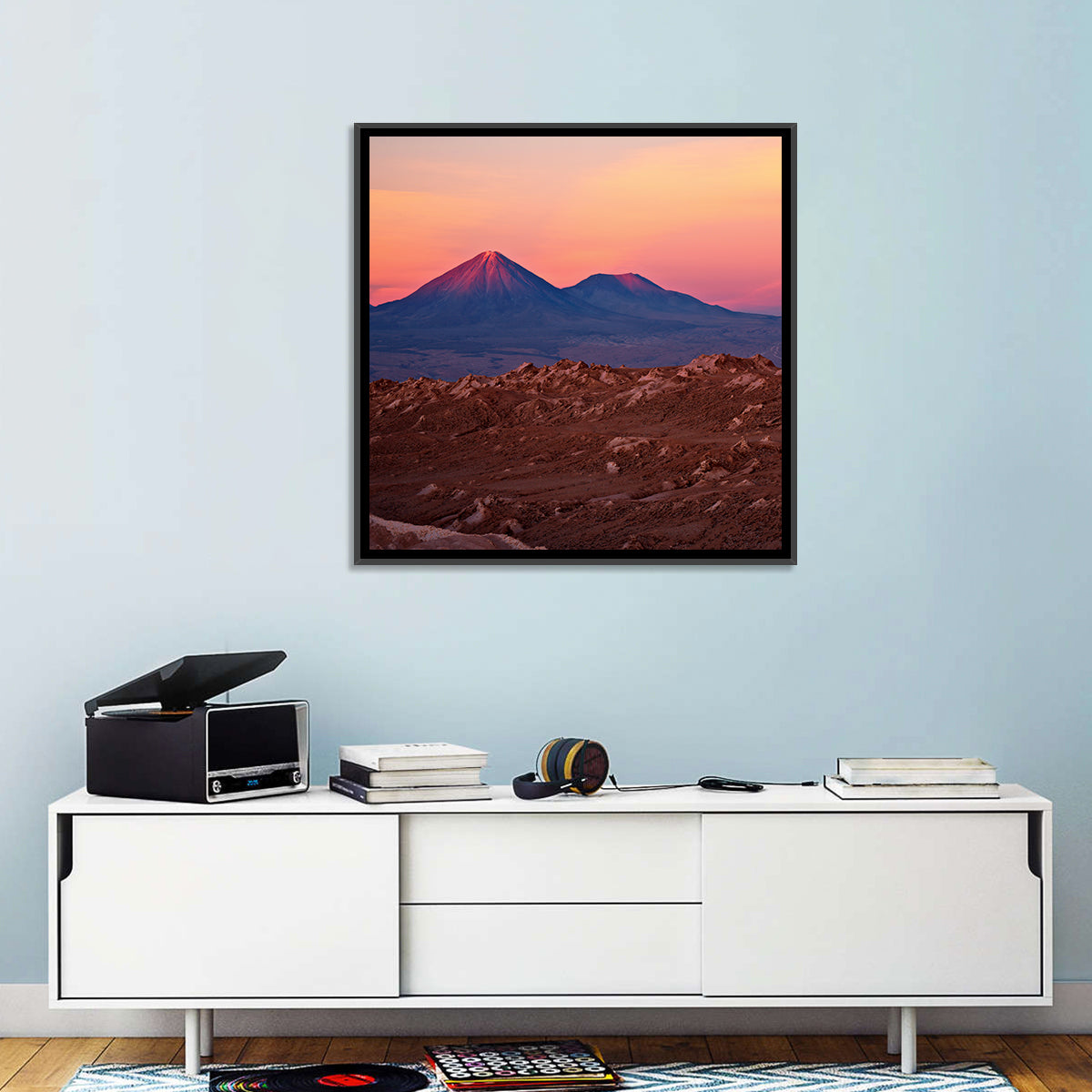 Valle De La Luna, Licancabur Volcano Wall Art in a room, square