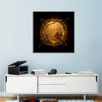 Golden Hologram Globe Wall Art