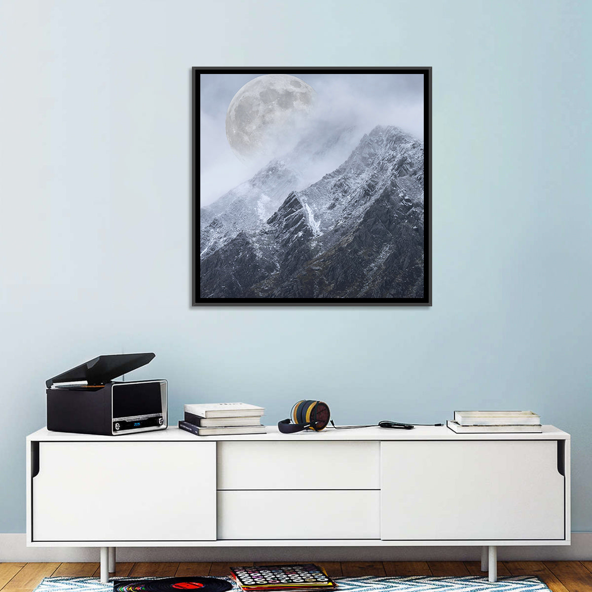 Supermoon Over Snow-capped Peaks Wall Art