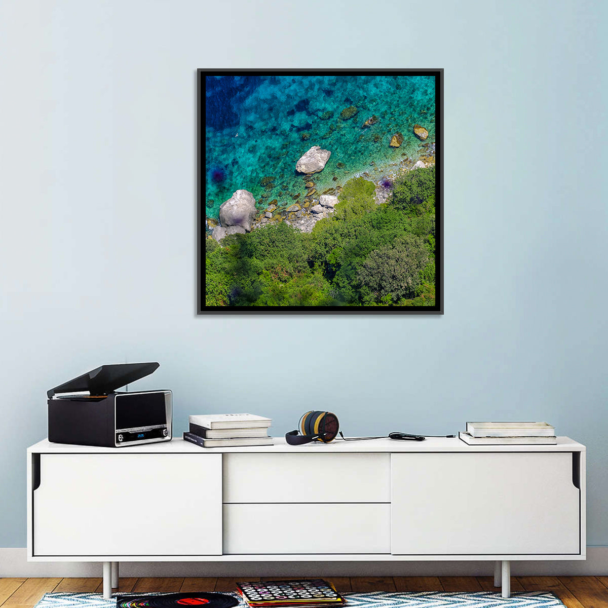 Capri Island Coast Wall Art in a room, square