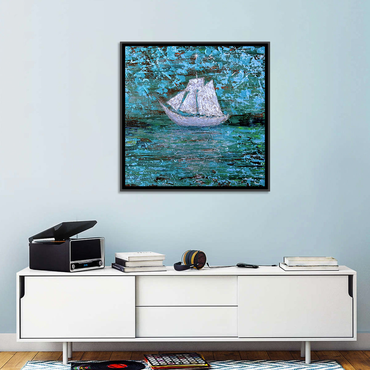 White Sailboat Reflection Wall Art