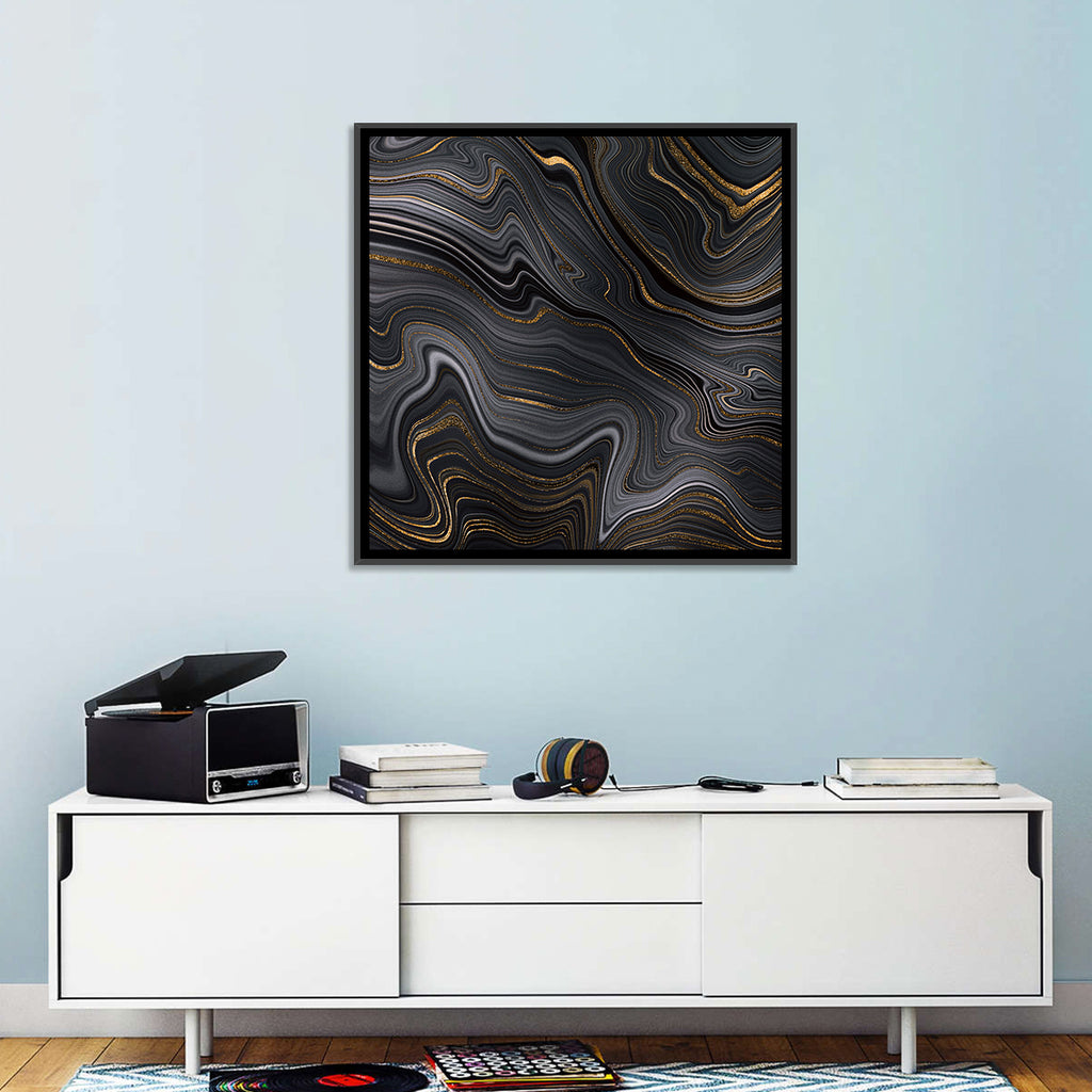 Black Marble with Gold Veins Wall Art