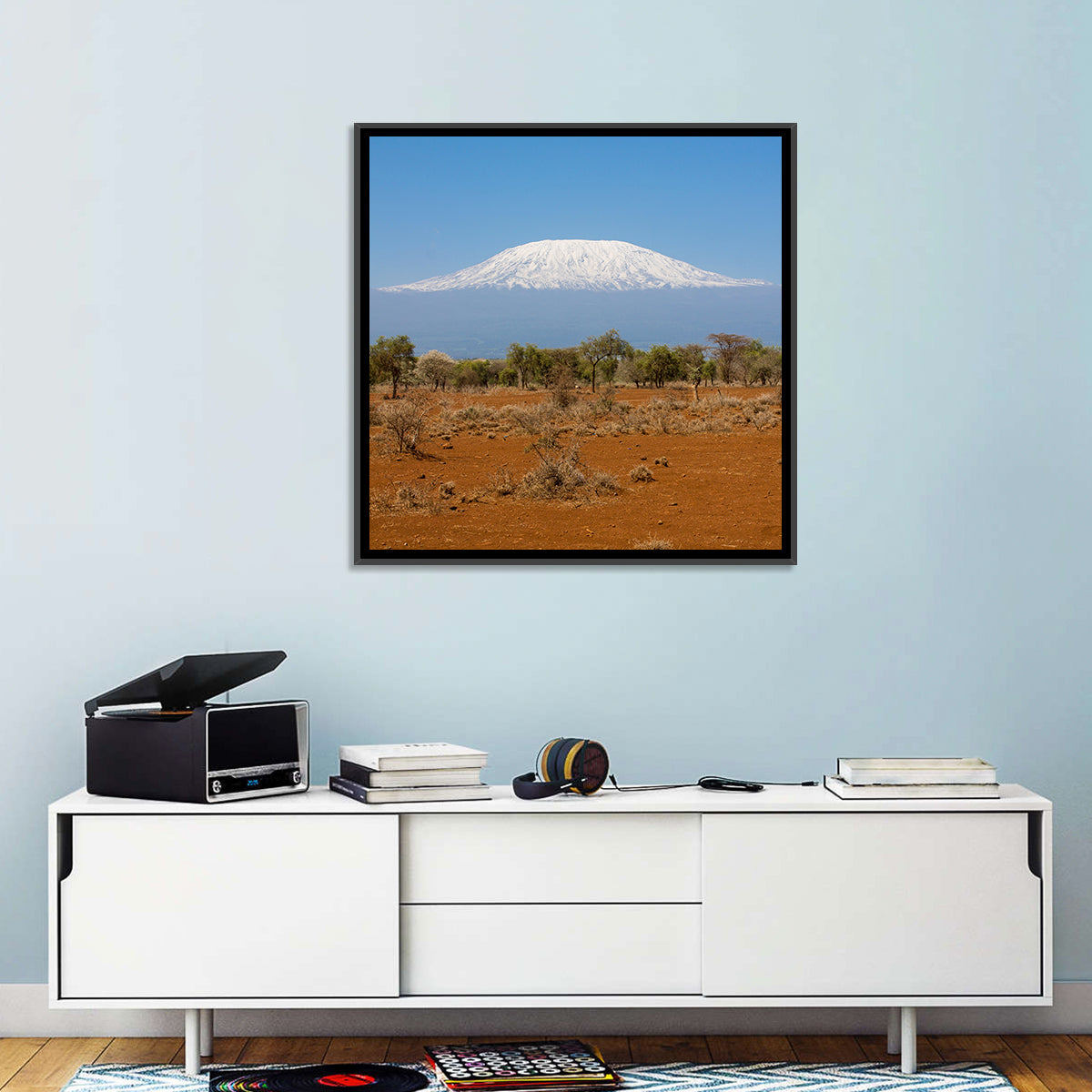Mount Kilimanjaro Landscape Wall Art in a room, square