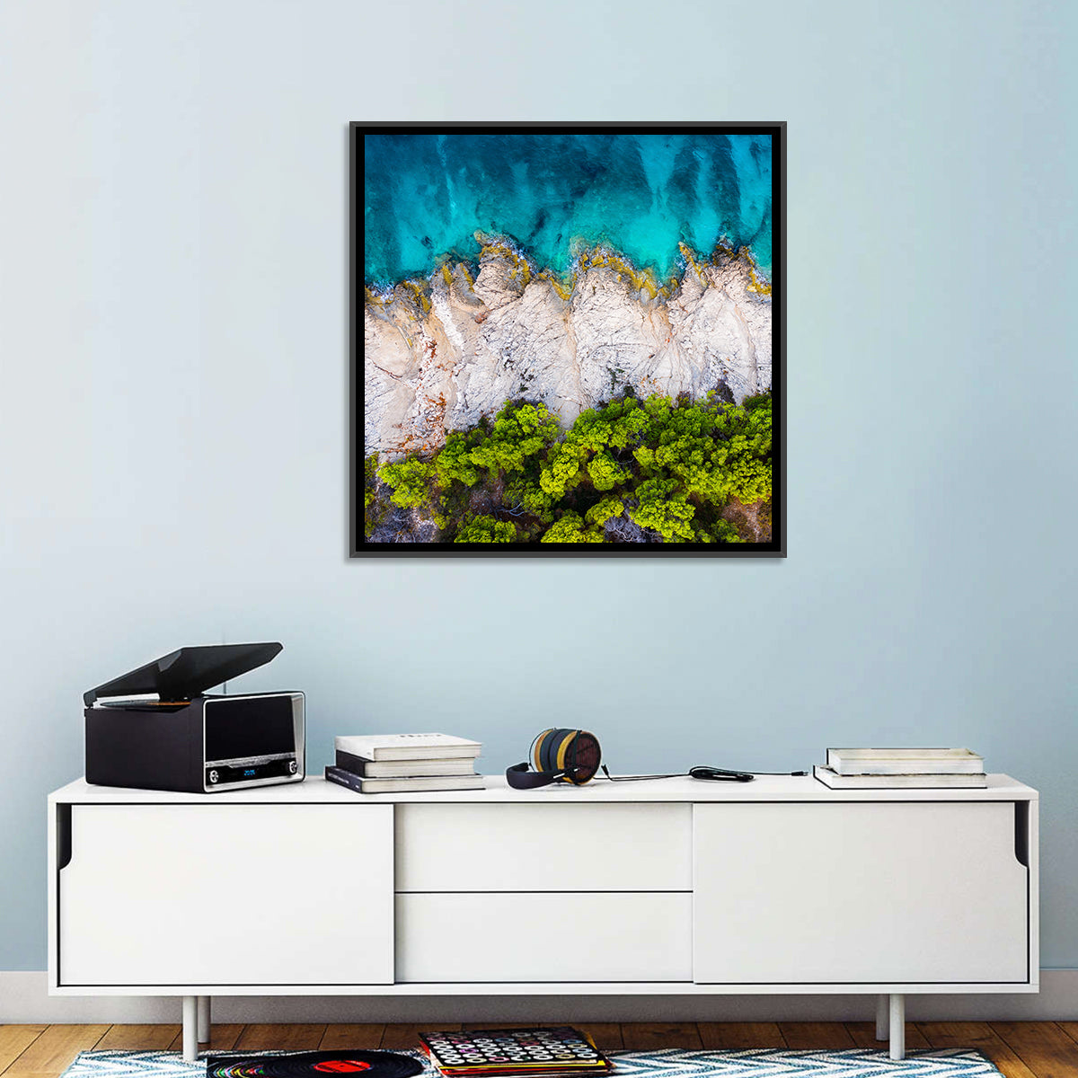 Croatian Coastscape Wall Art in a room, square